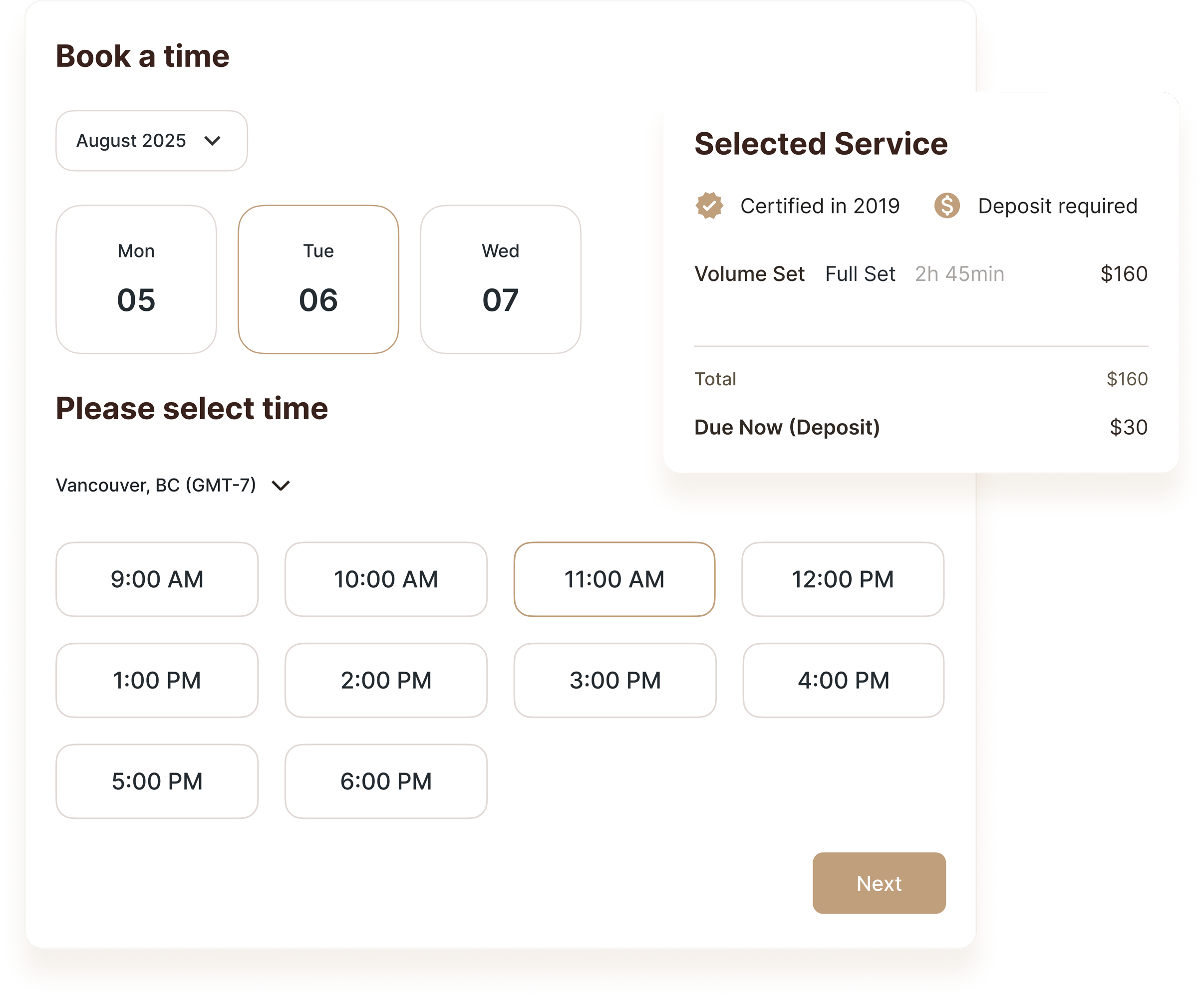 Winkly public booking experience